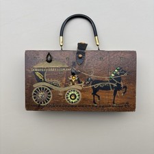 1962 Enid Collins of Texas  Carriage Trade  Box Bag Wooden Purse