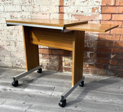 MCM Danflex Systems 88-SB-60 Teak Rolling Desk Table w/ Extension Danish Modern