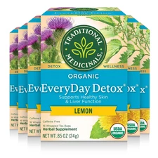 Traditional Medicinals Organic Tea, Everyday Detox Lemon, 96 Bags, 6 Pack