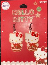 NEW Hello Kitty Sanrio Gingerbread Christmas 2" Earrings Claire's Exclusive 2024