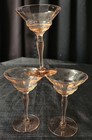 Vintage Pink Depression Glass Sherbet/Champagne Glasses Delicate Pink Set of 3