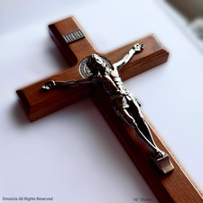 Saint Benedict Wooden Cross – 16″ Catholic Home Decor
