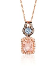 Le Vian 14K Rose Gold Pendant Necklace 1.99 cts Pink Morganite Chocolate Diamond