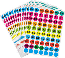 Removable Garage Sale Stickers, 1400 Pcs Yard Sale Price Stickers, 3/4" round Pr