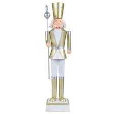 4 FT Christmas Nutcracker with High Hat  Beautiful Scepter-White  Golden - Col