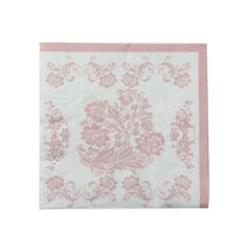 50  White and Pink Paper Cocktail Napkins in French Toile Floral Pattern