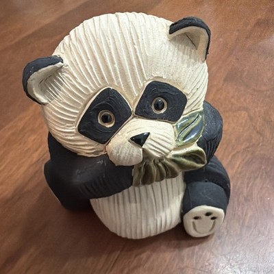 Artesian Rinconada Panda Bear Carved Clay Pottery Figurine Signed