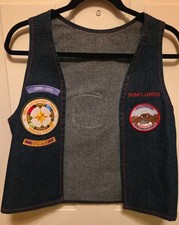 Vintage 2009-10 YMCA Adventure Indian Guides kids Denim Vest Patches