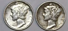 (2) Mercury Dimes - 1939P(XF/AU) 1943P(XF/AU) - #2105ED FREE SHIPPING