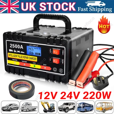 2500A Heavy Duty 12/24V Automatic Car Battery Charger Smart Pulse Repair Trickle - Image 1 of 4