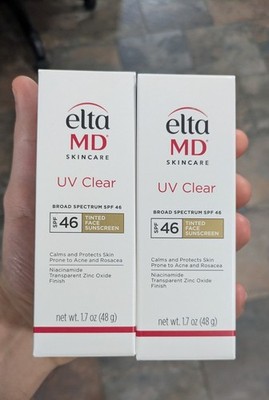 2x E(taMD TINTED UV Clear Broad-spectrum SPF 46 1.7 oz EXP:2028 New! Twin Packk!