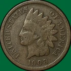 1908-S Indian Head Cent Good G Coin, Scratched #34532