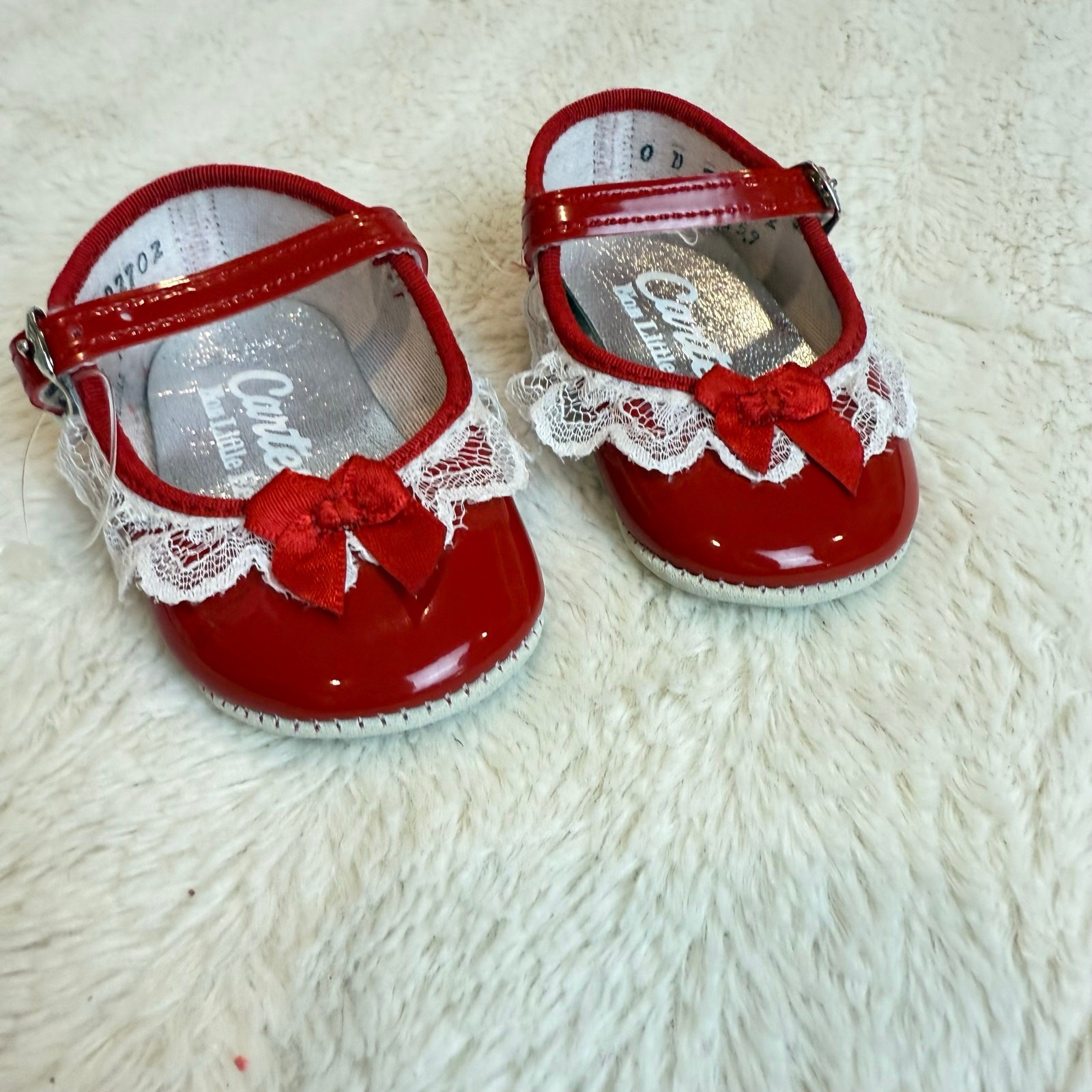Mary Janes Lace Bow Infant Newborn Girl 0