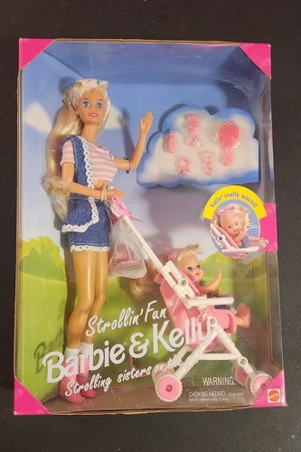 Vtg Strollin' Fun Barbie & Kelly Dolls Playset 1995 Mattel #13742 NIB