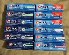 NIB (LOT OF 12) CREST “PRO HEALTH” TUBES OF TOOTHPASTE whitening NEW IN BOX WOW