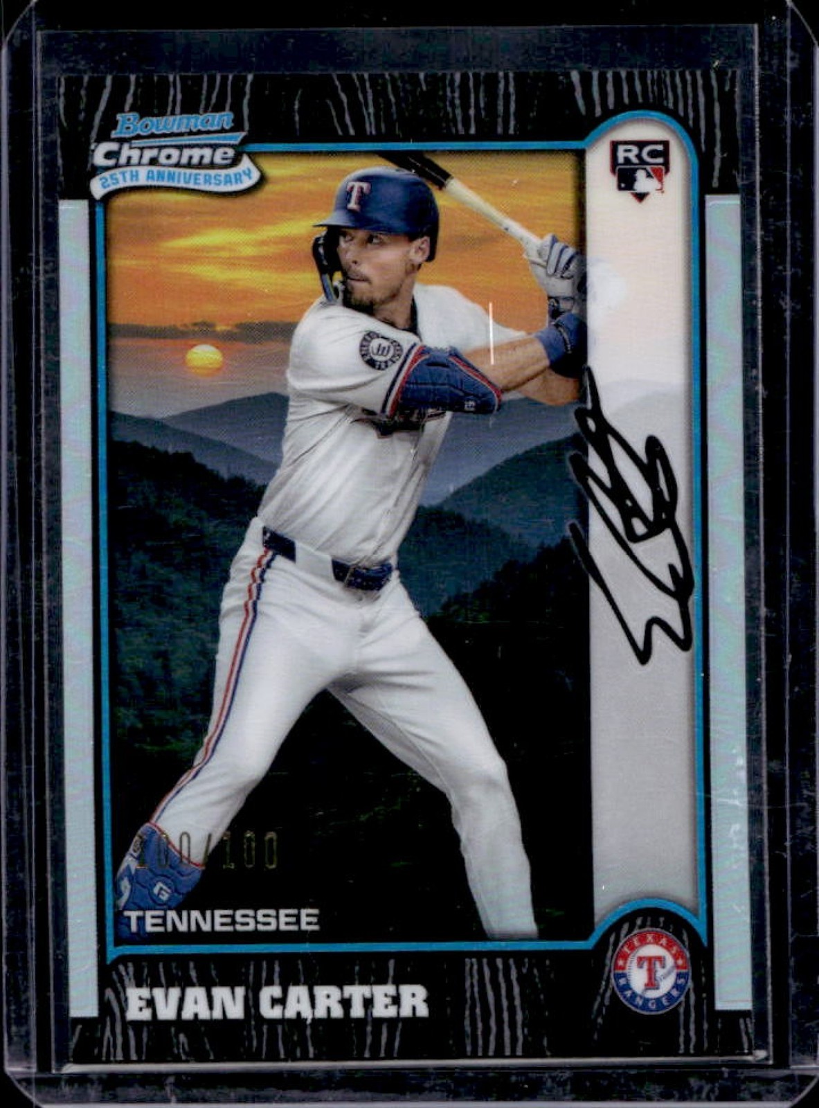 2024 Bowman Chrome Evan Carter 1999 25th RC International Refractor #100/100