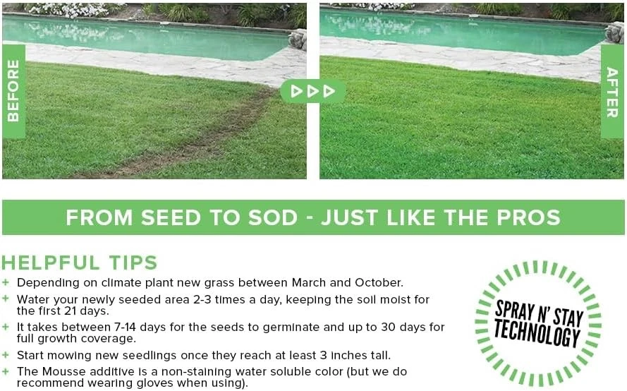 Semilla de hierba Hydro Mousse Bermuda - Bolsa de recarga grande - Cubre hasta 1000 pies cuadrados Foto 2 de 2