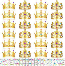44 Pcs Birthday Foam Crowns for Kids Princess Tiaras King Hat Bulk Diamond Stick