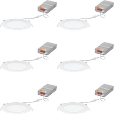 LED Recessed Lights 6 Inch Round Wafer Downlight, 5-in-1 Switchable White Col...