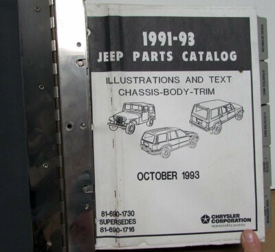 1991 1992 1993 Jeep Dealer Parts Catalog Cherokee Wagoneer 