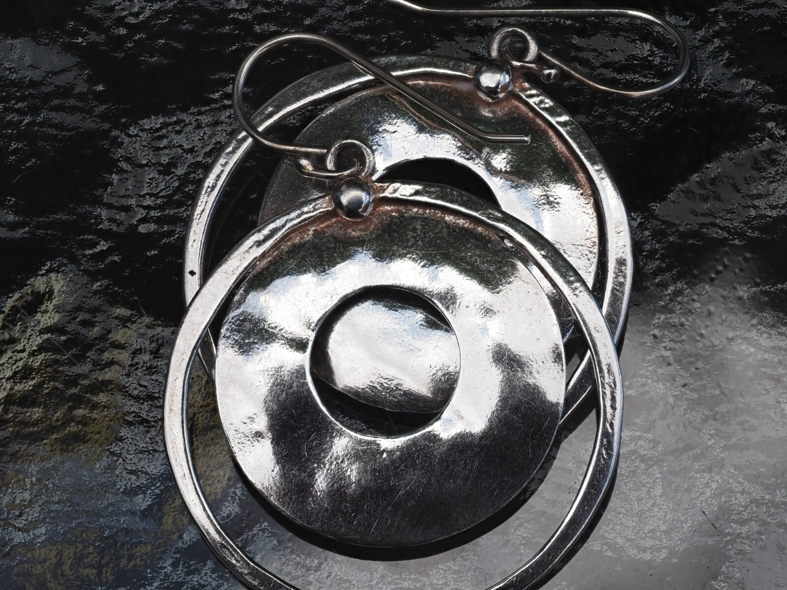 Photo 3 of Sterling Silver Dangle Hoop Earrings E52