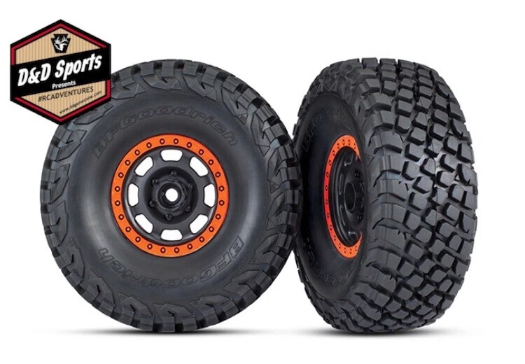 Traxxas 8472 Tires And Wheels, Assembled, Glued Desert Racer Wheels, Orange - Image 1 of 1