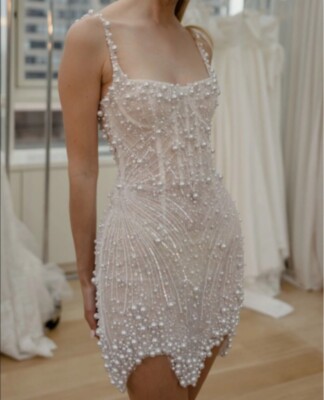 expensive short prom dresses Luxury Short Gowns Prom Dresses Rhinestone Beaded Feathers Backless Sheath