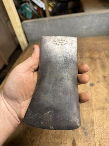 Vintage alt 2-1/2 Pfund Einzelbart Beil Axtkopf Handwerkzeug Fulton Verdienstmarke USA