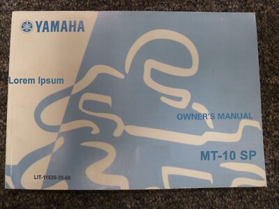 2022 Yamaha MT-10 SP Lorem Ipsum Motorcycle Owner Manual LIT-11626-35-68