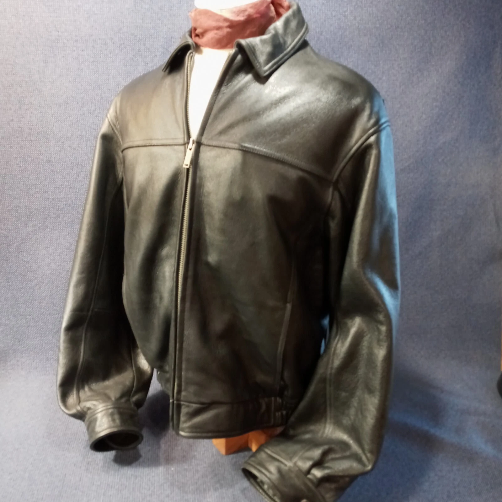 Wilsons Men Leather Large Bomber Jacket Thinsulate Inside Pockets Black