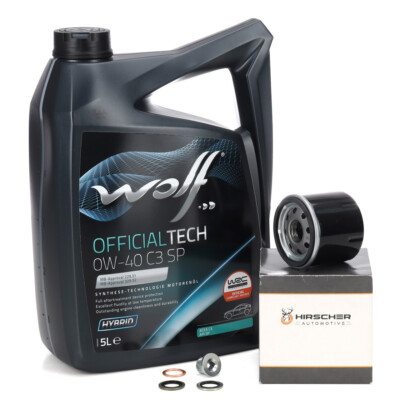 5L WOLF 0W-40 C3 SP + HIRSCHER Ölfilter für RENAULT CLIO 2 3 4 TWINGO 1 2 1.2
