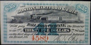 1867 CONFEDERATE Civil War Era Boston Hartford/Erie RAILROAD Note CU 1c Auction
