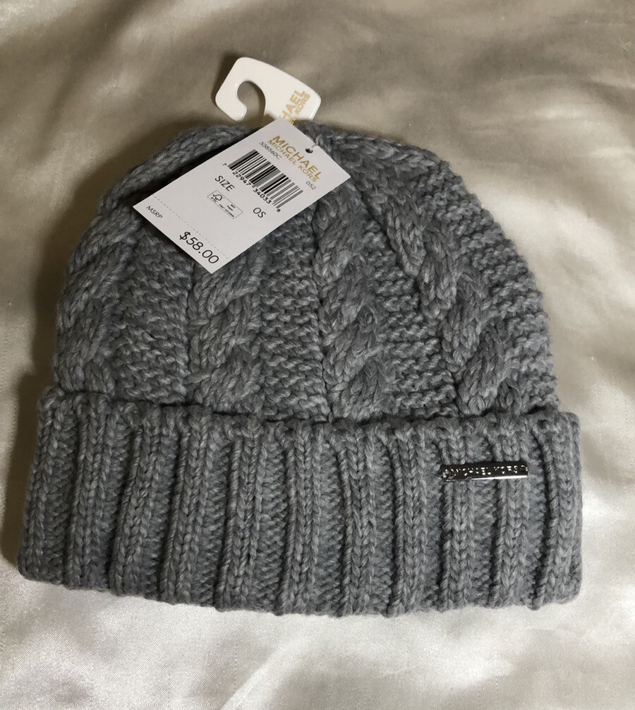 Michael Kors Fleece Lined Cable Knit Beanie Hat  Heathered  Grey Michael Kors Gray Hats for Women for sale | eBay main image 3