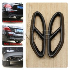 2x Black Exhaust Pipe Tips Cover For Mercedes Benz ABCE Class CLA GLC GLE GLS