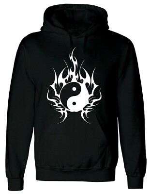 YIN YANG TRIBAL Black Hoody Tattoo Celtic Rock Metal Yinyang Music Goth Hoodie