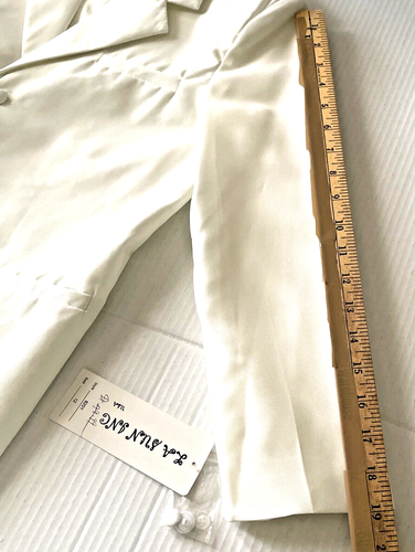 Vintage La Sun Boys' White 5 Pc Suit Sz 12 Jacket Slacks Shirt Vest Tie New - Picture 22 of 24