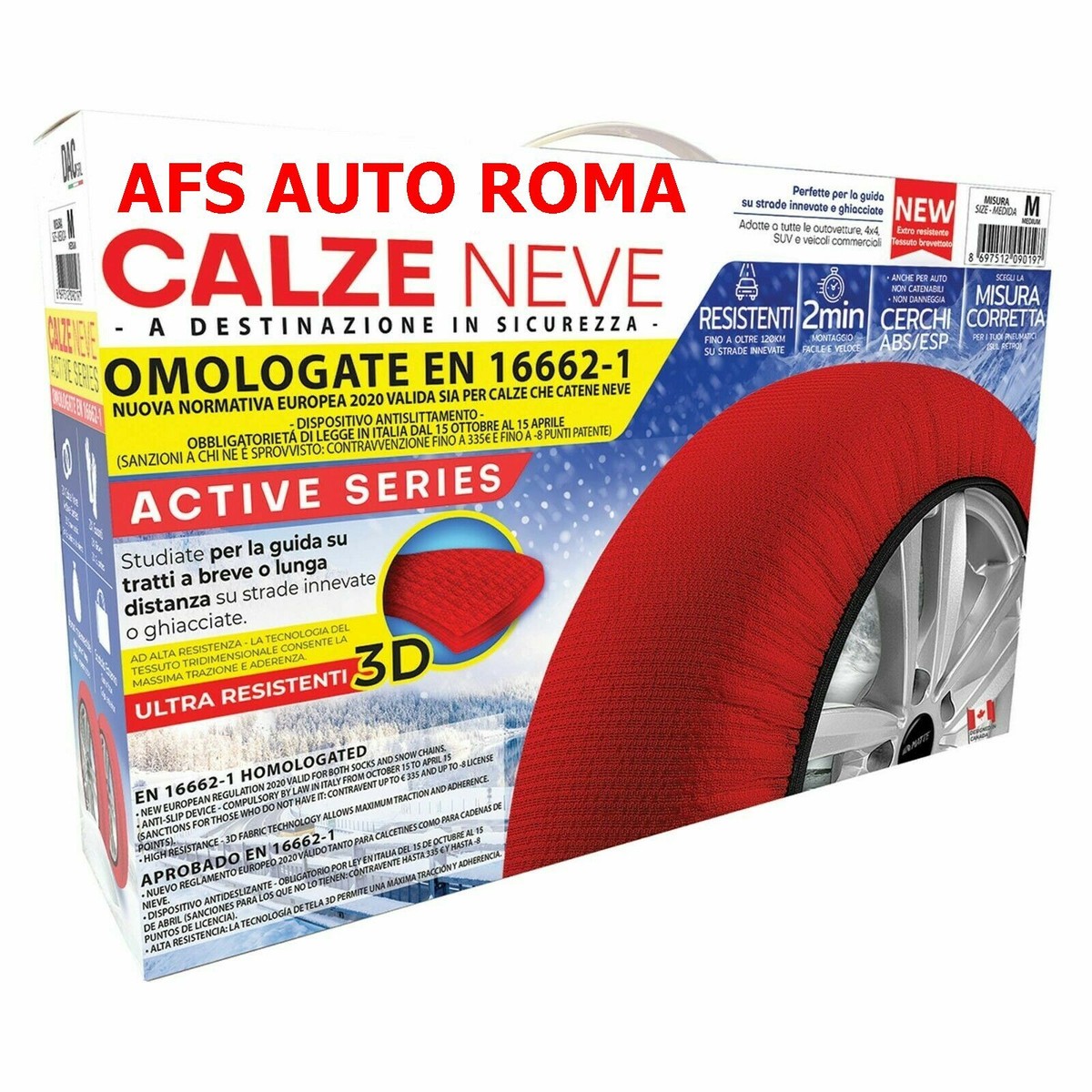 Calze Da Neve Omologate EN16662-1 – Misura 225/45R18, Antiscivolo, Montaggio In 30 Secondi, Riutilizzabili E Lavabili