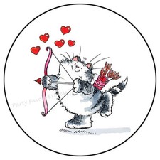 CUPID CAT VALENTINES DAY ENVELOPE SEALS LABELS PARTY FAVORS STICKERS