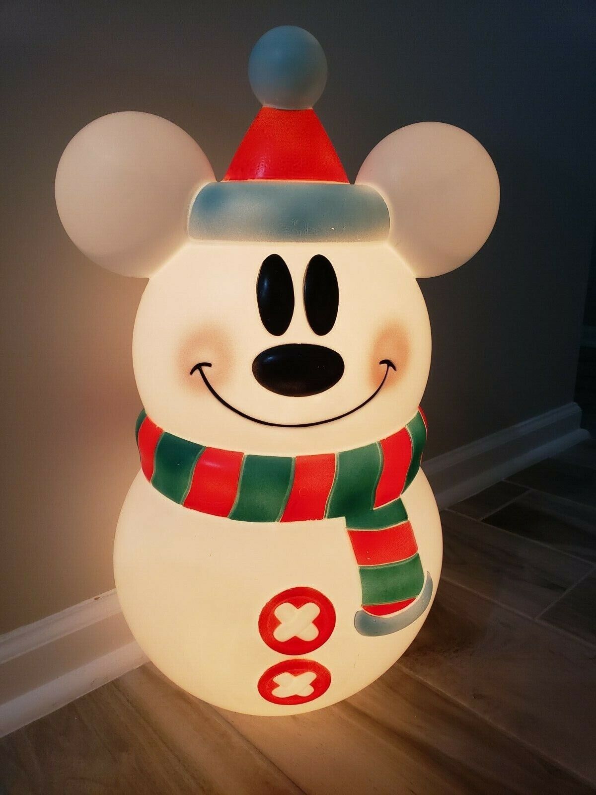 Gemmy Disney Mickey Mouse Snowman Lighted Blowmold Christmas Decoration (23.6")
