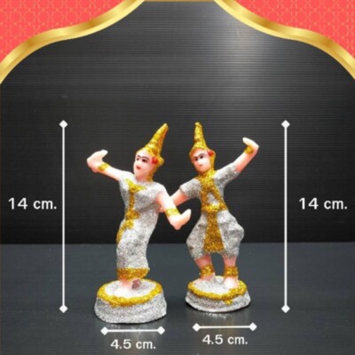 Set Mini Doll Shrine Spirit House Altar Thai Buddha Resin Phra