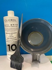Clairol Professional Pure White Creme Developer 10Volume 16oz, Color Bowl, Brush