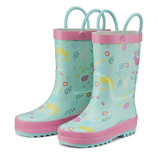 HISEA Kids Rubber Rain Boots Waterproof Anti-Slip Printed Mid-Calf Outdoor Boots - Picture 58 of 84