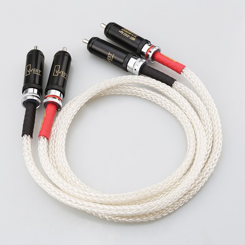 Pair Hi-End 5N Pure Silver RCA Wire 16 Cores HiFi Audio Interconnect RCA Cable - Picture 8 of 11