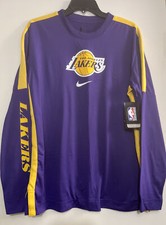 Image of NIKE NBA LA LAKERS WARM UP SHOOTING SHIRT Sz M PURPLE/YELLOW NWT