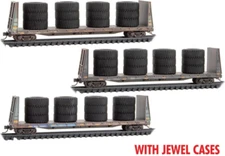 Micro Trains ~ N Scale ~ Bulkhead Flatcar With Tire Load ~ Northwestern Oklahoma