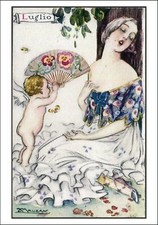 CARTOLINA POST CARD ACHILLE LUCIANO MAUZAN I MESI DELL'ANNO LUGLIO