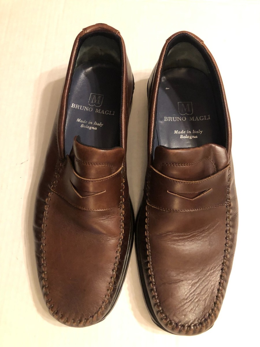 BRUNO MAGLI MEN\'S BROWN LEATHER SLIP-ON CASUAL SHOES  SIZE: 11.5M Bruno Magli Brown Leather Slip On Loafer | Mercari main image 3