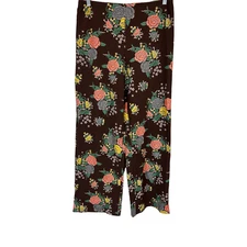 Attitudes by Renee Regular Novelty Straight Leg Pull-On Pants Chocolate 1X Size