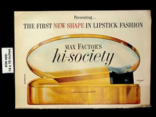 1958 Max Factor Makeup High Hi-Society Lipstick Fashion Vintage Print Ad 24890