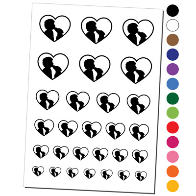 Dog Licking Boy's Face Heart Love Temporary Tattoo Water Resistant Set